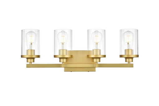 Saanvi Four Light Bath Sconce in Brass And Clear
