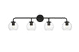Genesis Four Light Bath Sconce in Black And Clear