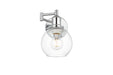 Davian One Light Swing Arm Wall Sconce in Chrome & Clear