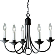 5-Light 21" Candle Chandelier in Textured Black