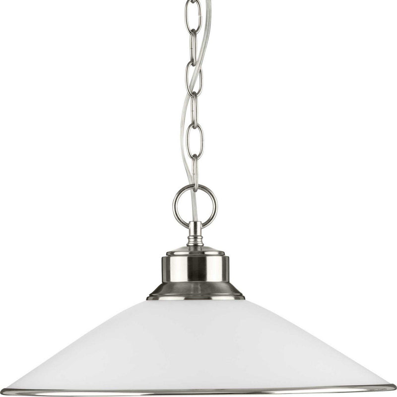 Opal Glass Bell Pendant in Brushed Nickel