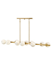 Selene 10-Light Linear Chandelier in Lacquered Brass
