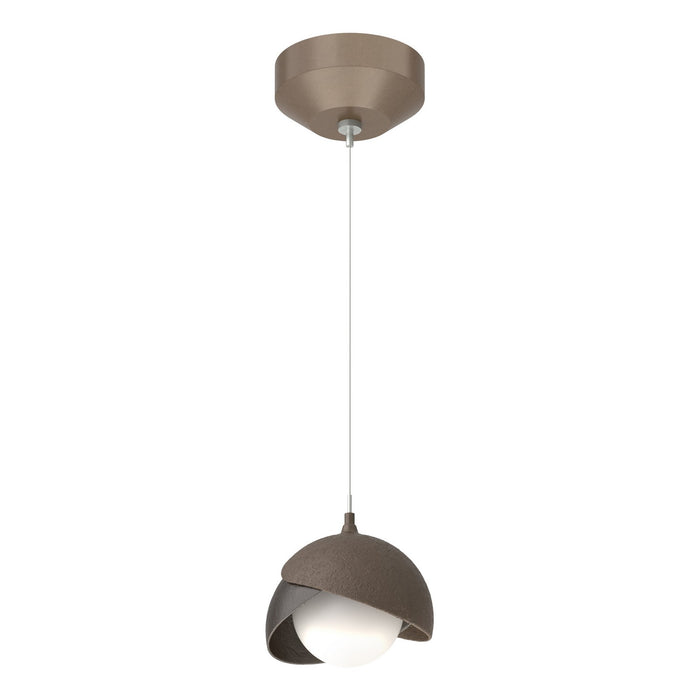 Brooklyn Double Shade Low Voltage Mini Pendant in Bronze with Oil Rubbed Bronze Accent - 161183-SKT-STND-05-14-GG0711 by Hubbardton Forge