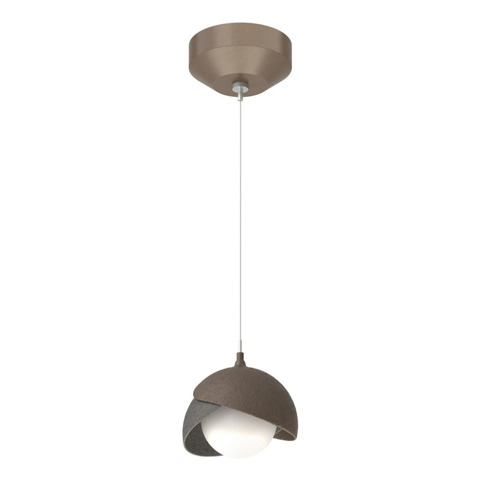 Brooklyn Double Shade Low Voltage Mini Pendant in Bronze with Natural Iron Accent - 161183-SKT-STND-05-20-GG0711 by Hubbardton Forge