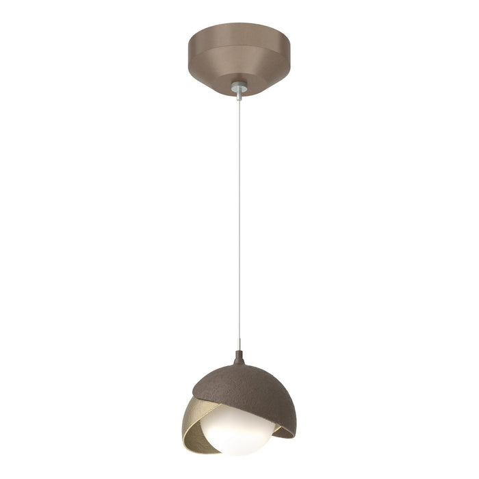 Brooklyn Double Shade Low Voltage Mini Pendant in Bronze with Soft Gold Accent - 161183-SKT-STND-05-84-GG0711 by Hubbardton Forge