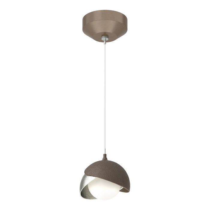 Brooklyn Double Shade Low Voltage Mini Pendant in Bronze with Sterling Accent - 161183-SKT-STND-05-85-GG0711 by Hubbardton Forge