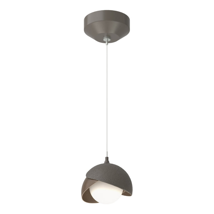 Brooklyn Double Shade Low Voltage Mini Pendant in Dark Smoke with Bronze Accent - 161183-SKT-STND-07-05-GG0711 by Hubbardton Forge