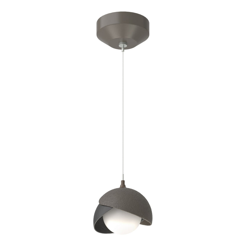 Brooklyn Double Shade Low Voltage Mini Pendant in Dark Smoke with Black Accent - 161183-SKT-STND-07-10-GG0711 by Hubbardton Forge