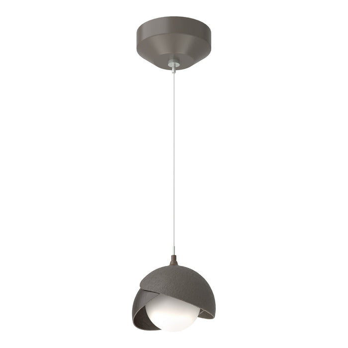 Brooklyn Double Shade Low Voltage Mini Pendant in Dark Smoke with Oil Rubbed Bronze Accent - 161183-SKT-STND-07-14-GG0711 by Hubbardton Forge