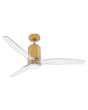 Facet 52" Outdoor Smart Ceiling Fan with Light in Heritage Brass / Clear Acrylic