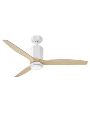 Facet 52" Outdoor Smart Ceiling Fan with Light in Matte White / Natural