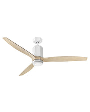 Facet 60" Outdoor Smart Ceiling Fan with Light in Matte White / Natural