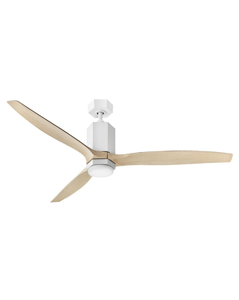 Facet 60" Outdoor Smart Ceiling Fan with Light in Matte White / Natural
