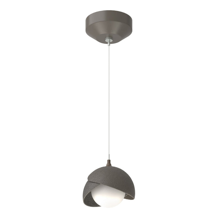Brooklyn Double Shade Low Voltage Mini Pendant in Dark Smoke with Natural Iron Accent - 161183-SKT-STND-07-20-GG0711 by Hubbardton Forge