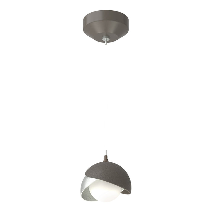 Brooklyn Double Shade Low Voltage Mini Pendant in Dark Smoke with Vintage Platinum Accent - 161183-SKT-STND-07-82-GG0711 by Hubbardton Forge