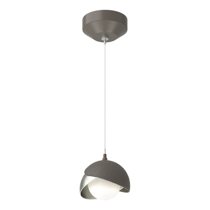 Brooklyn Double Shade Low Voltage Mini Pendant in Dark Smoke with Sterling Accent - 161183-SKT-STND-07-85-GG0711 by Hubbardton Forge