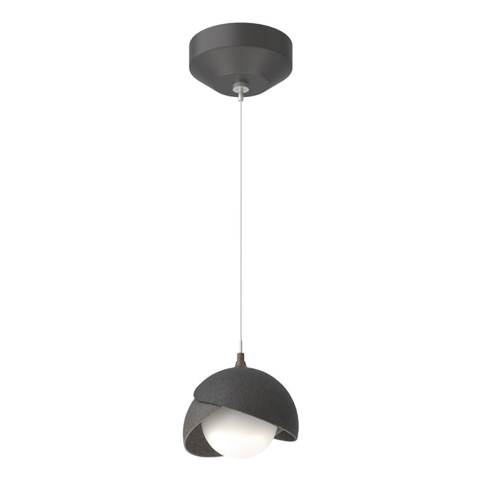 Brooklyn Double Shade Low Voltage Mini Pendant in Black with Natural Iron Accent - 161183-SKT-STND-10-20-GG0711 by Hubbardton Forge