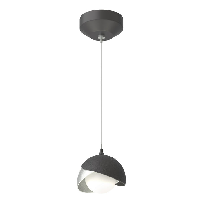 Brooklyn Double Shade Low Voltage Mini Pendant in Black with Vintage Platinum Accent - 161183-SKT-STND-10-82-GG0711 by Hubbardton Forge
