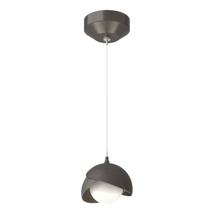 Brooklyn Double Shade Low Voltage Mini Pendant in Oil Rubbed Bronze with Dark Smoke Accent - 161183-SKT-STND-14-07-GG0711 by Hubbardton Forge
