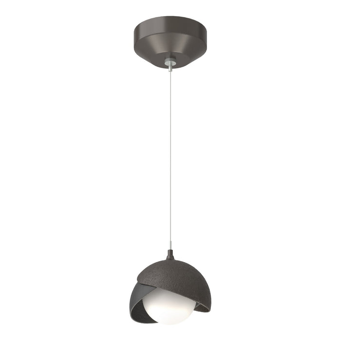 Brooklyn Double Shade Low Voltage Mini Pendant in Oil Rubbed Bronze with Black Accent - 161183-SKT-STND-14-10-GG0711 by Hubbardton Forge