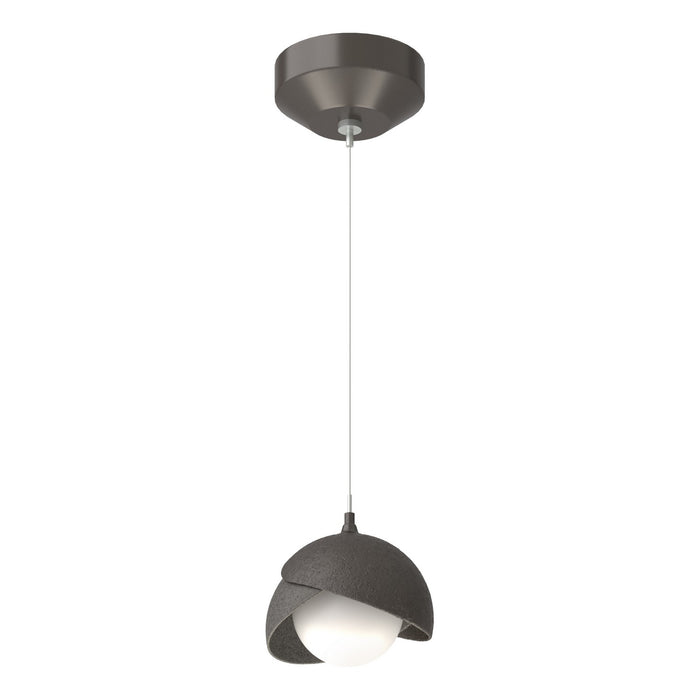 Brooklyn Double Shade Low Voltage Mini Pendant in Oil Rubbed Bronze with Natural Iron Accent - 161183-SKT-STND-14-20-GG0711 by Hubbardton Forge