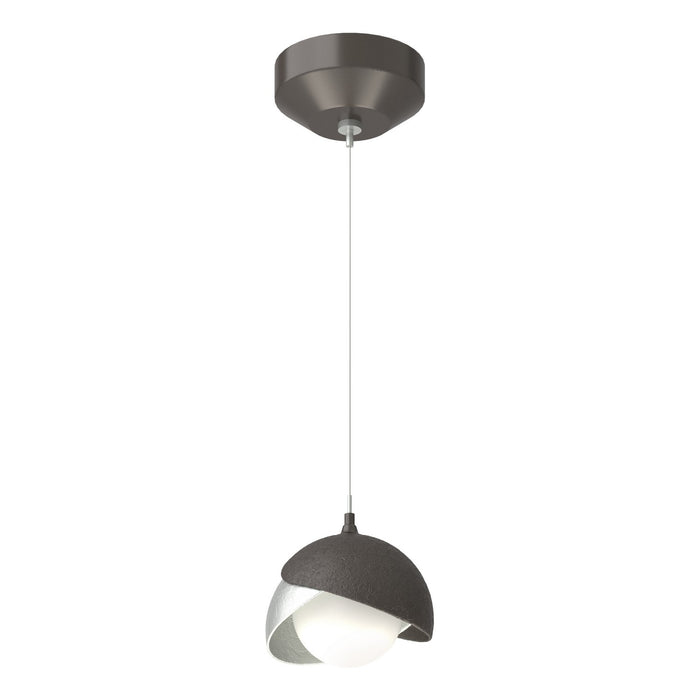 Brooklyn Double Shade Low Voltage Mini Pendant in Oil Rubbed Bronze with Vintage Platinum Accent - 161183-SKT-STND-14-82-GG0711 by Hubbardton Forge
