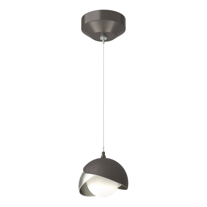 Brooklyn Double Shade Low Voltage Mini Pendant in Oil Rubbed Bronze with Sterling Accent - 161183-SKT-STND-14-85-GG0711 by Hubbardton Forge