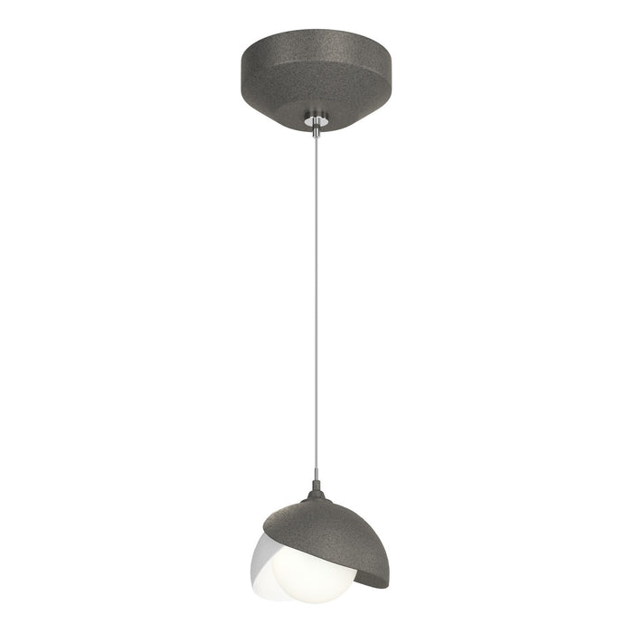 Brooklyn Double Shade Low Voltage Mini Pendant in Natural Iron with White Accent - 161183-SKT-STND-20-02-GG0711 by Hubbardton Forge