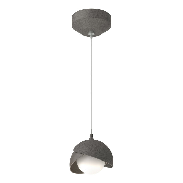 Brooklyn Double Shade Low Voltage Mini Pendant in Natural Iron with Dark Smoke Accent - 161183-SKT-STND-20-07-GG0711 by Hubbardton Forge