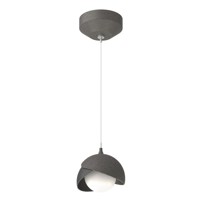 Brooklyn Double Shade Low Voltage Mini Pendant in Natural Iron with Black Accent - 161183-SKT-STND-20-10-GG0711 by Hubbardton Forge