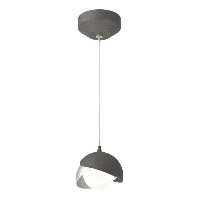 Brooklyn Double Shade Low Voltage Mini Pendant in Natural Iron with Vintage Platinum Accent - 161183-SKT-STND-20-82-GG0711 by Hubbardton Forge
