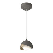 Brooklyn Double Shade Low Voltage Mini Pendant in Natural Iron with Soft Gold Accent - 161183-SKT-STND-20-84-GG0711 by Hubbardton Forge