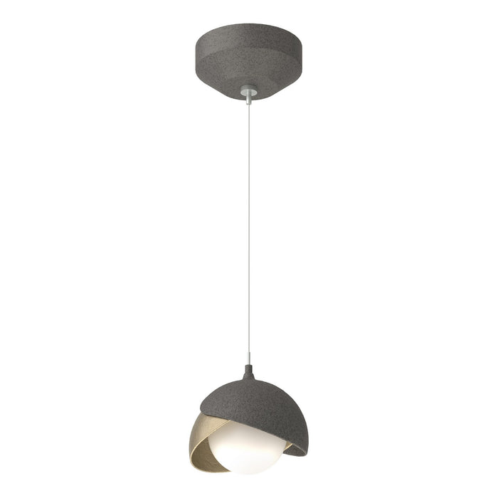 Brooklyn Double Shade Low Voltage Mini Pendant in Natural Iron with Soft Gold Accent - 161183-SKT-STND-20-84-GG0711 by Hubbardton Forge