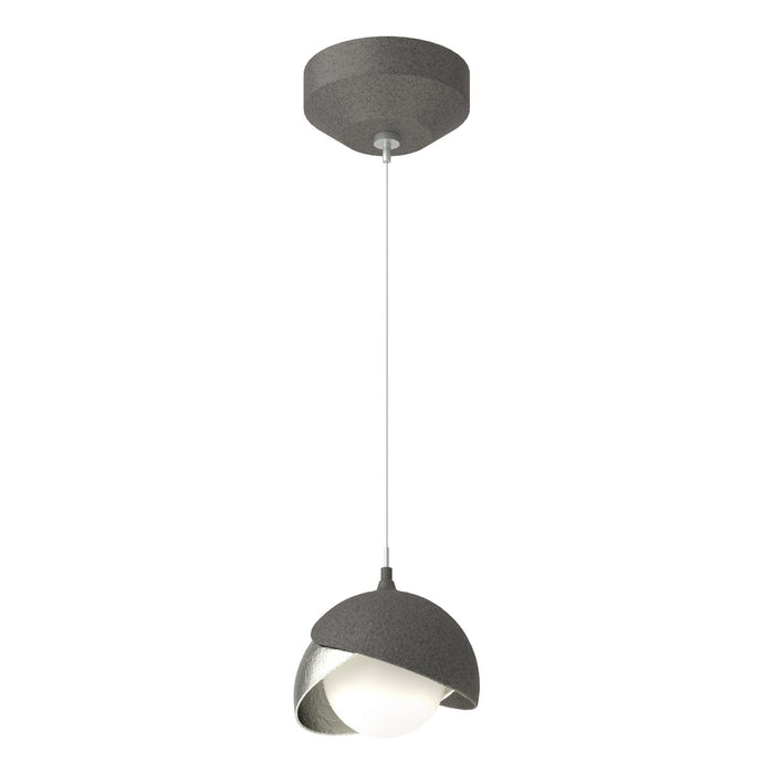 Brooklyn Double Shade Low Voltage Mini Pendant in Natural Iron with Sterling Accent - 161183-SKT-STND-20-85-GG0711 by Hubbardton Forge