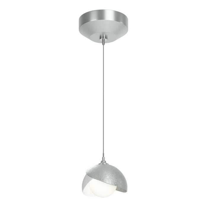 Brooklyn Double Shade Low Voltage Mini Pendant in Vintage Platinum with White Accent - 161183-SKT-STND-82-02-GG0711 by Hubbardton Forge