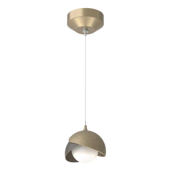 Brooklyn Double Shade Low Voltage Mini Pendant in Soft Gold with Dark Smoke Accent - 161183-SKT-STND-84-07-GG0711 by Hubbardton Forge