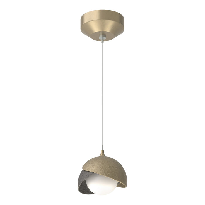 Brooklyn Double Shade Low Voltage Mini Pendant in Soft Gold with Natural Iron Accent - 161183-SKT-STND-84-20-GG0711 by Hubbardton Forge