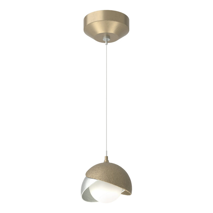 Brooklyn Double Shade Low Voltage Mini Pendant in Soft Gold with Vintage Platinum Accent - 161183-SKT-STND-84-82-GG0711 by Hubbardton Forge