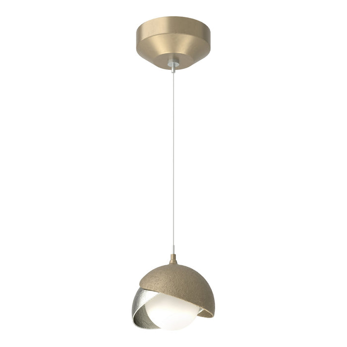 Brooklyn Double Shade Low Voltage Mini Pendant in Soft Gold with Sterling Accent - 161183-SKT-STND-84-85-GG0711 by Hubbardton Forge