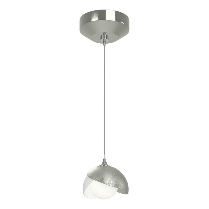 Brooklyn Double Shade Low Voltage Mini Pendant in Sterling with White Accent - 161183-SKT-STND-85-02-GG0711 by Hubbardton Forge