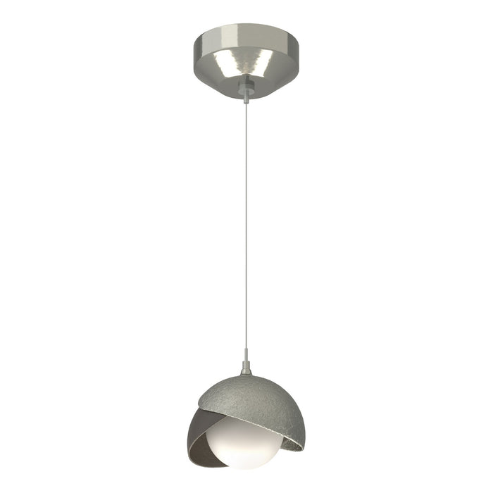 Brooklyn Double Shade Low Voltage Mini Pendant in Sterling with Dark Smoke Accent - 161183-SKT-STND-85-07-GG0711 by Hubbardton Forge
