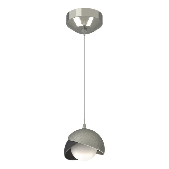 Brooklyn Double Shade Low Voltage Mini Pendant in Sterling with Black Accent - 161183-SKT-STND-85-10-GG0711 by Hubbardton Forge