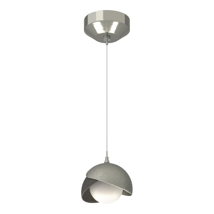 Brooklyn Double Shade Low Voltage Mini Pendant in Sterling with Natural Iron Accent - 161183-SKT-STND-85-20-GG0711 by Hubbardton Forge