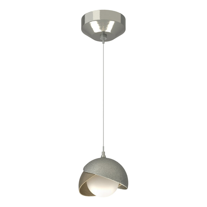 Brooklyn Double Shade Low Voltage Mini Pendant in Sterling with Soft Gold Accent - 161183-SKT-STND-85-84-GG0711 by Hubbardton Forge