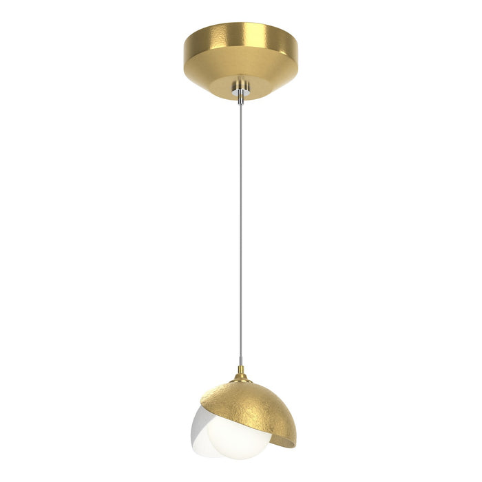 Brooklyn Double Shade Low Voltage Mini Pendant in Modern Brass with White Accent - 161183-SKT-STND-86-02-GG0711 by Hubbardton Forge