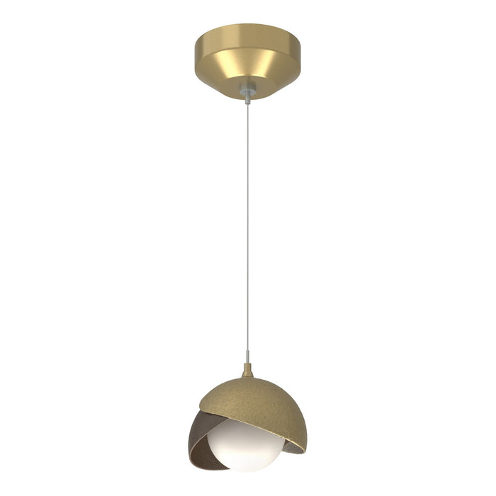 Brooklyn Double Shade Low Voltage Mini Pendant in Modern Brass with Bronze Accent - 161183-SKT-STND-86-05-GG0711 by Hubbardton Forge