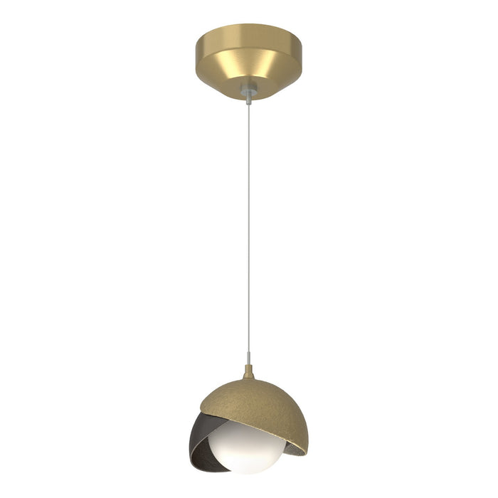 Brooklyn Double Shade Low Voltage Mini Pendant in Modern Brass with Oil Rubbed Bronze Accent - 161183-SKT-STND-86-14-GG0711 by Hubbardton Forge