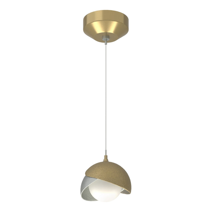 Brooklyn Double Shade Low Voltage Mini Pendant in Modern Brass with Vintage Platinum Accent - 161183-SKT-STND-86-82-GG0711 by Hubbardton Forge