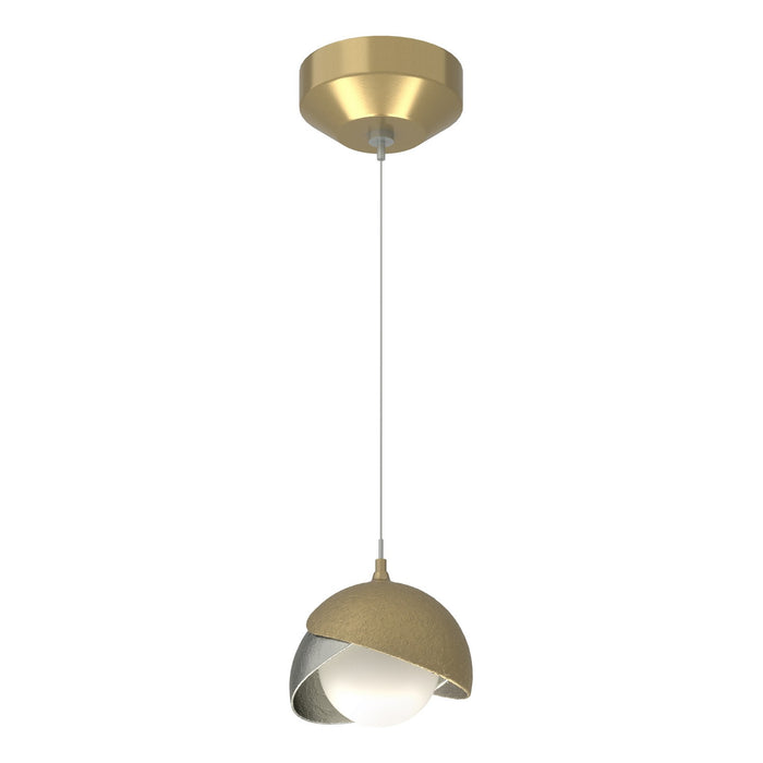 Brooklyn Double Shade Low Voltage Mini Pendant in Modern Brass with Sterling Accent - 161183-SKT-STND-86-85-GG0711 by Hubbardton Forge