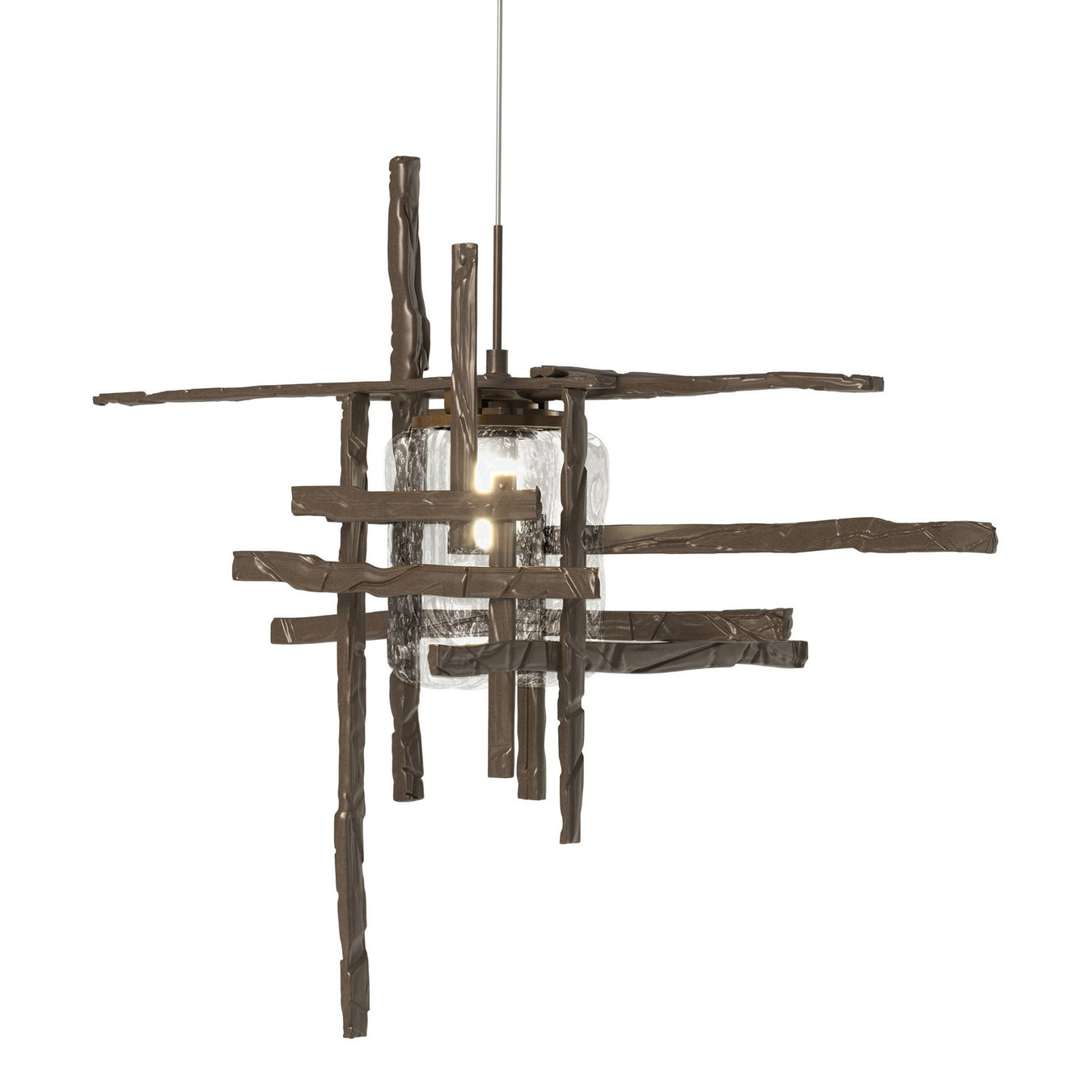 Tura Seeded Glass Low Voltage Mini Pendant in Bronze - 161184-SKT-STND-05-II0728 by Hubbardton Forge